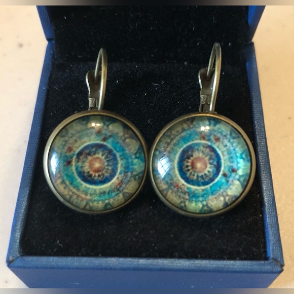 Earrings; Resin & Glass; Bohemian Style - Picture 2 of 2